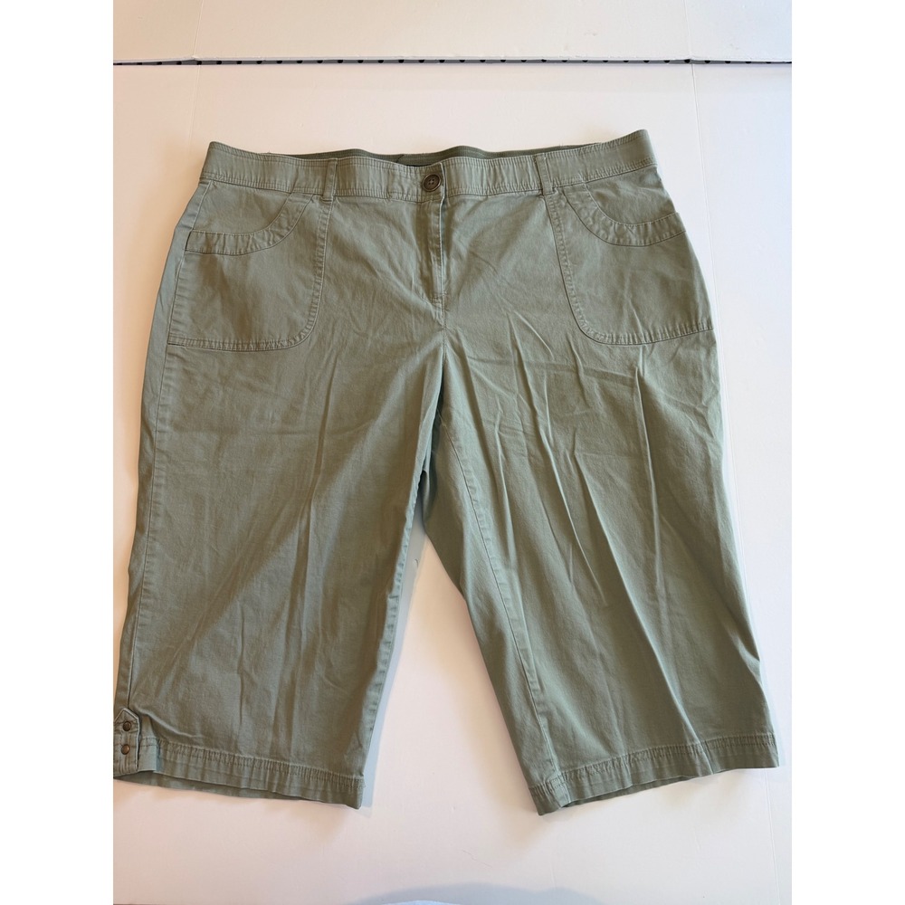 Counterparts Womens 18W Sage Green Capri Pants Cotton Stretch Crop
